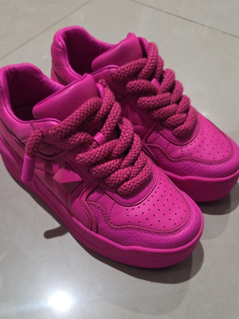 Valentino Garavani Neon Pink Platform Sneakers